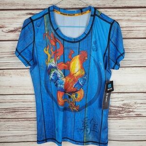 NWT INKnBURN Womens Medium Fire Rooster Tech Short Sleeve Top Shirt